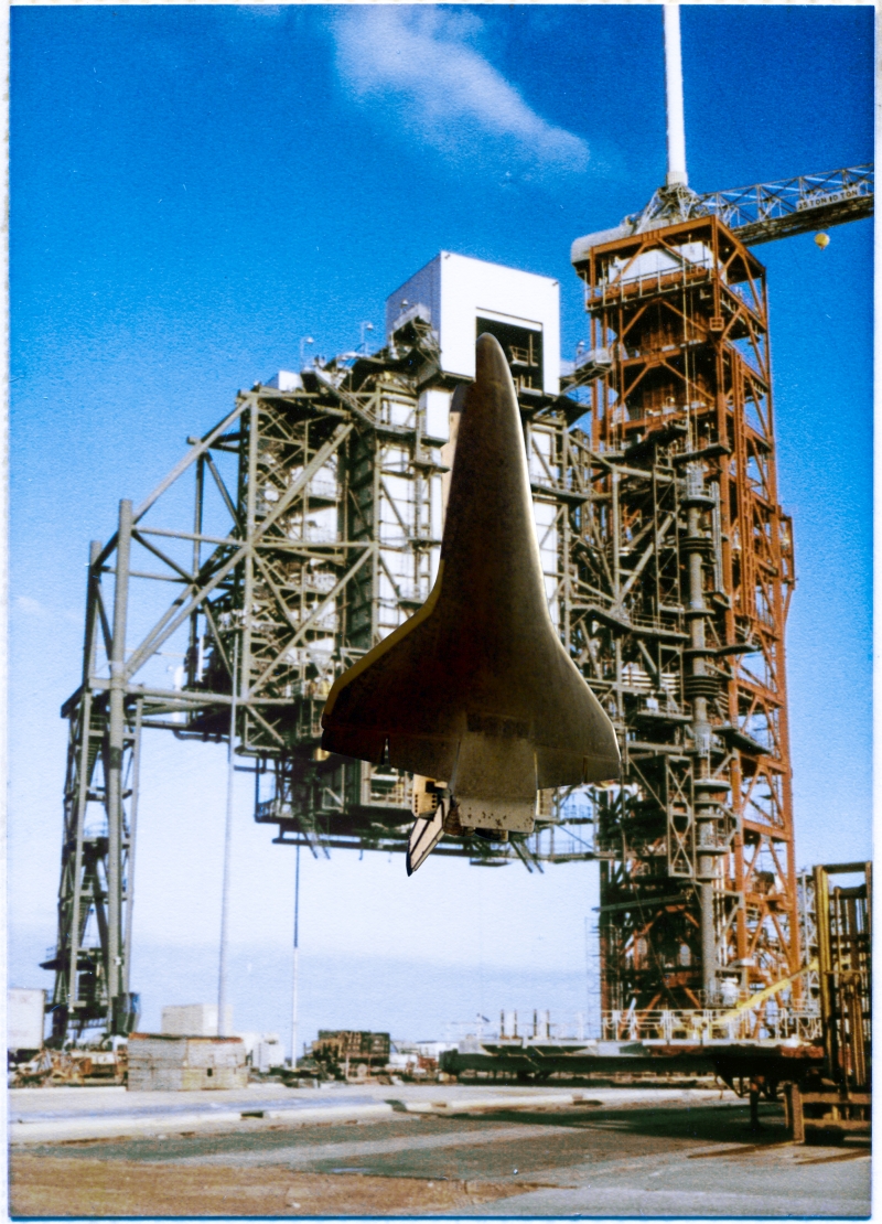 Image 047, with Space Shuttle inserted into it, in the location and orientation it would take if mated to the RSS in its service, mated, position. Photo by James MacLaren.